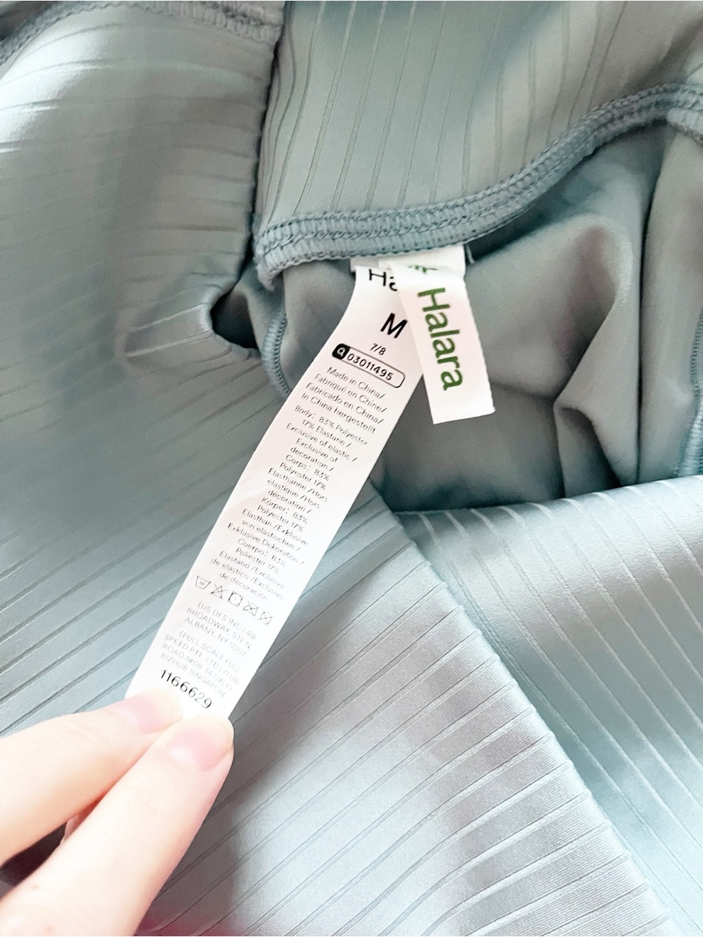 Halara Ribbed Knit High Waisted Tummy Control Leggings w/ Pockets Sage Size M - Picture 6 of 7